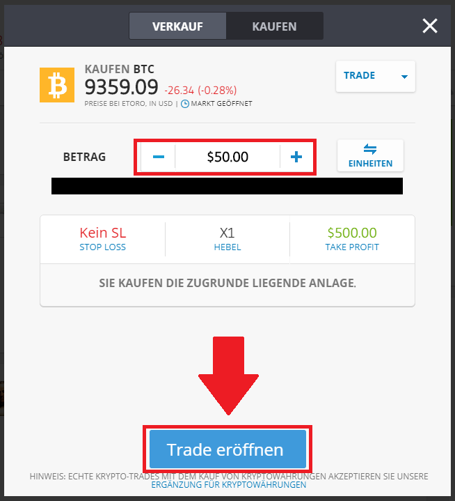 Bitcoin Kauf bei eToro