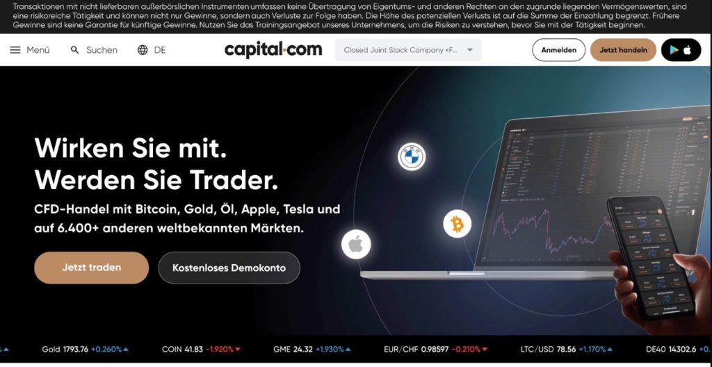 Capital.com ist ein neuerer Broker für den Handel mit CFDs