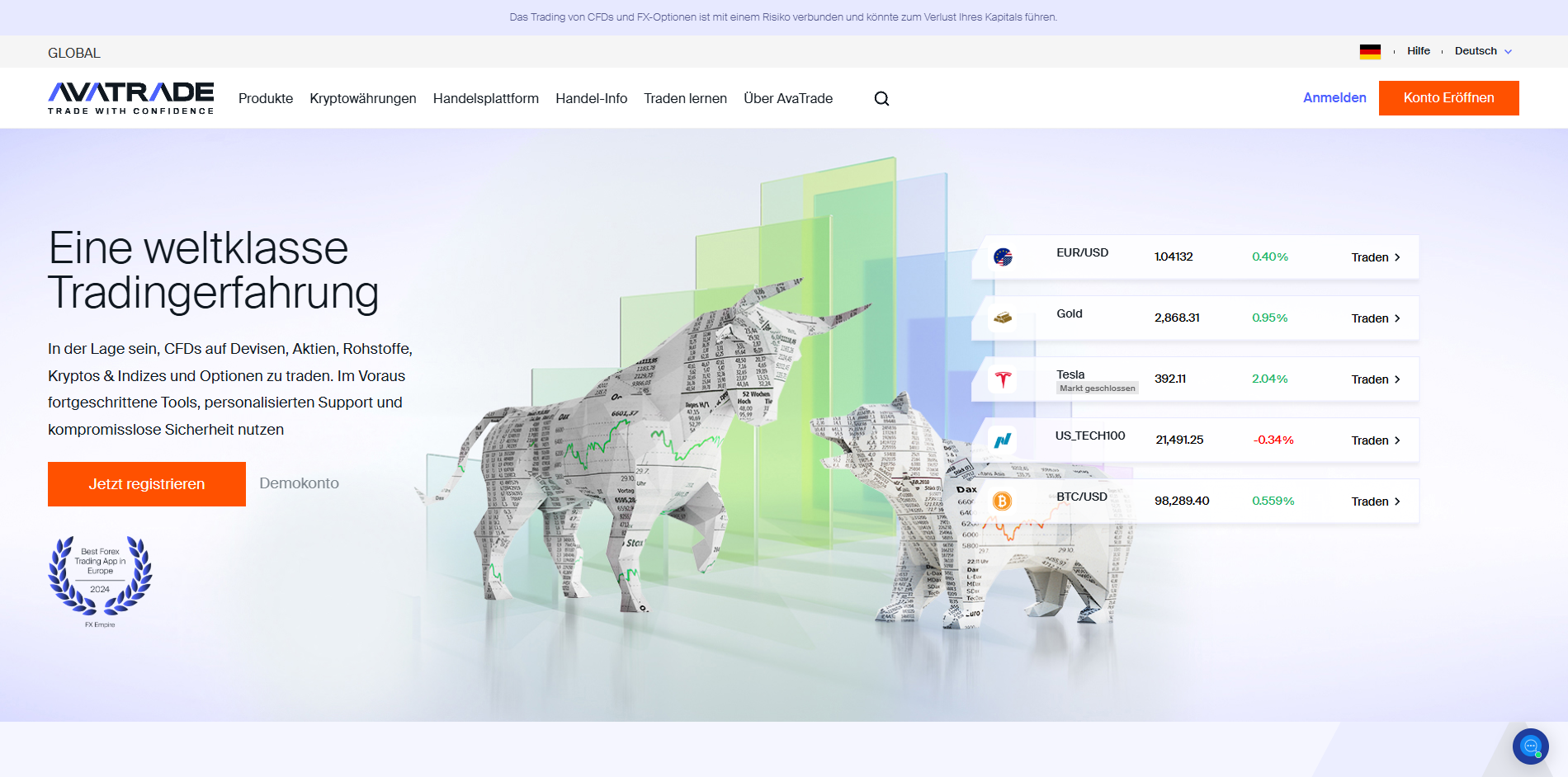 Avatrade Homepage