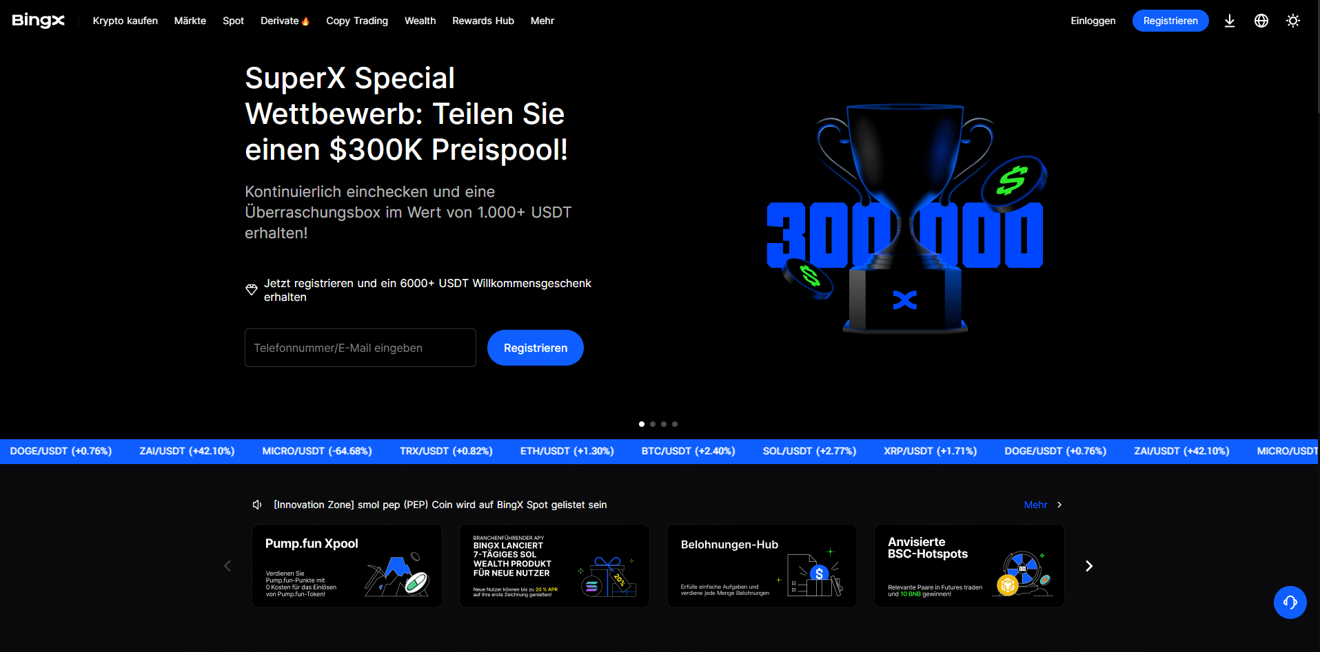 BingX homepage