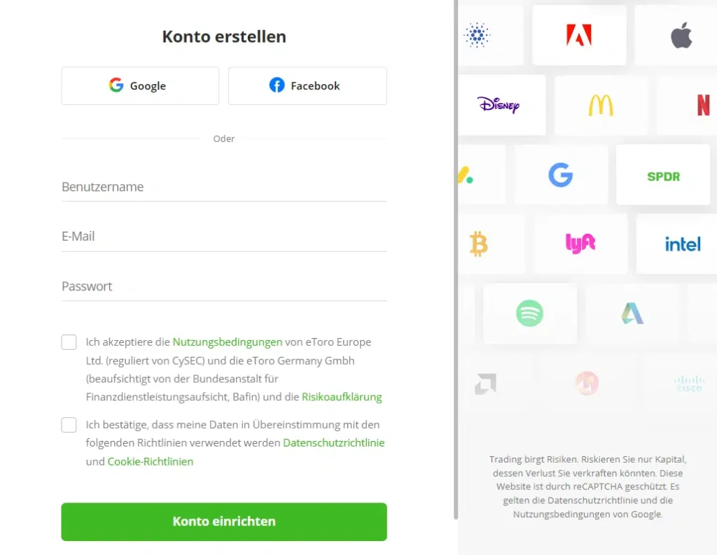Etoro Registrierung