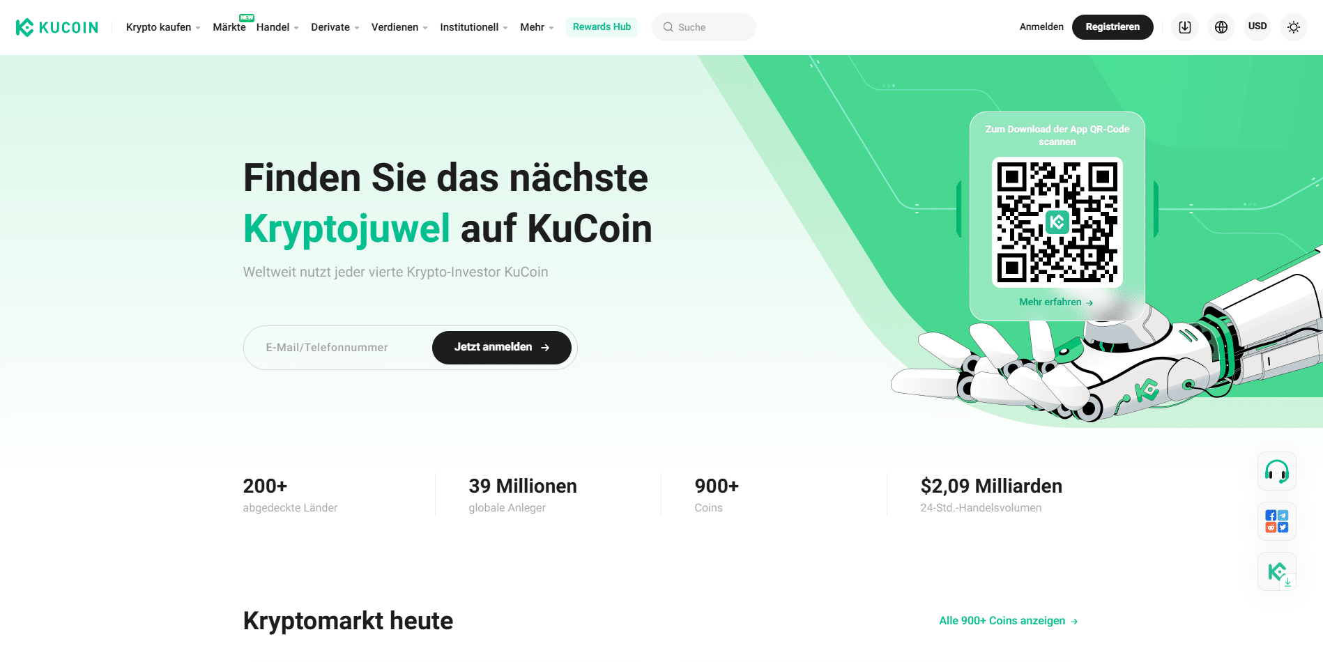 KuCoin homepage