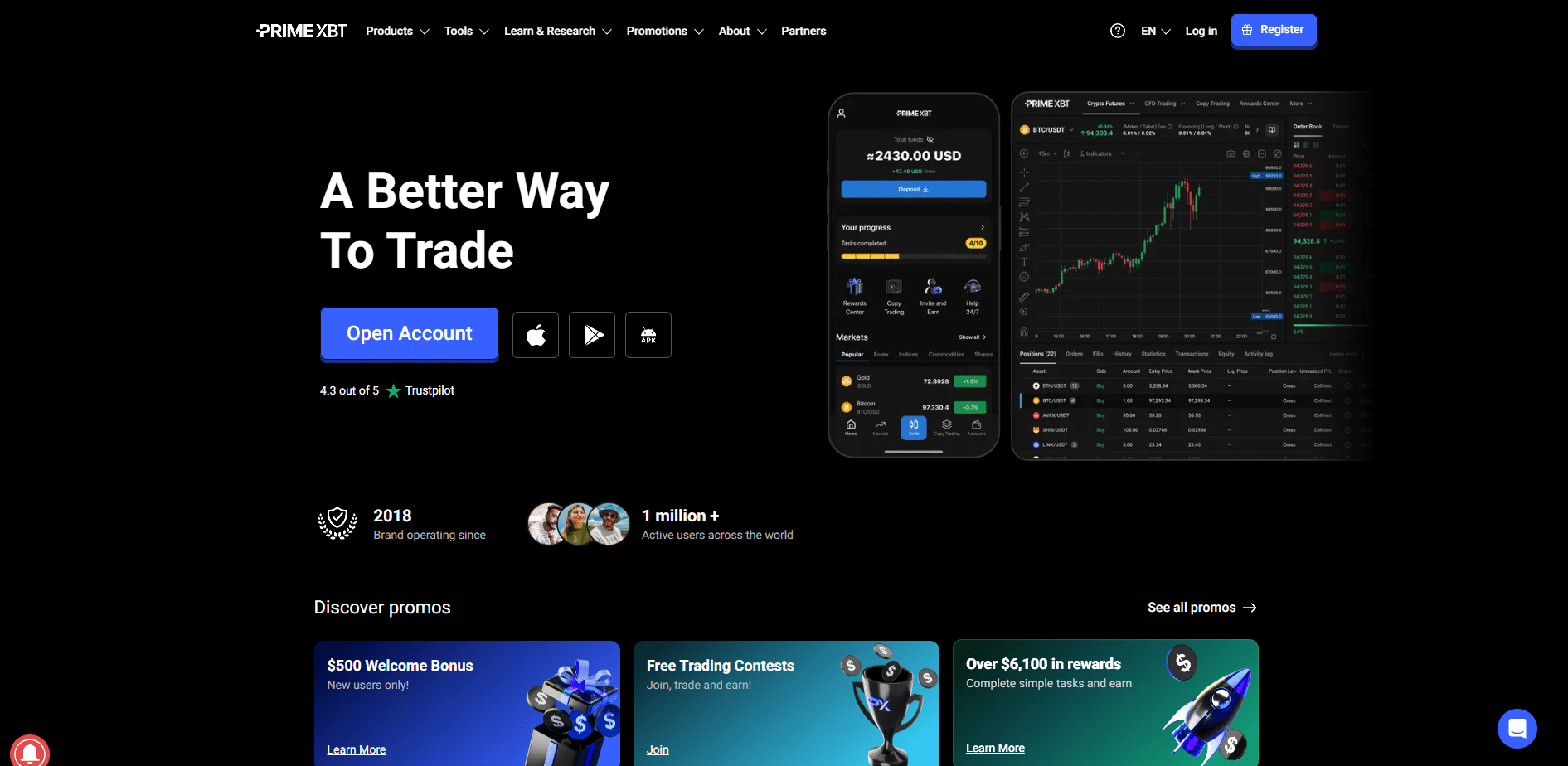 Prime XBT Homepage