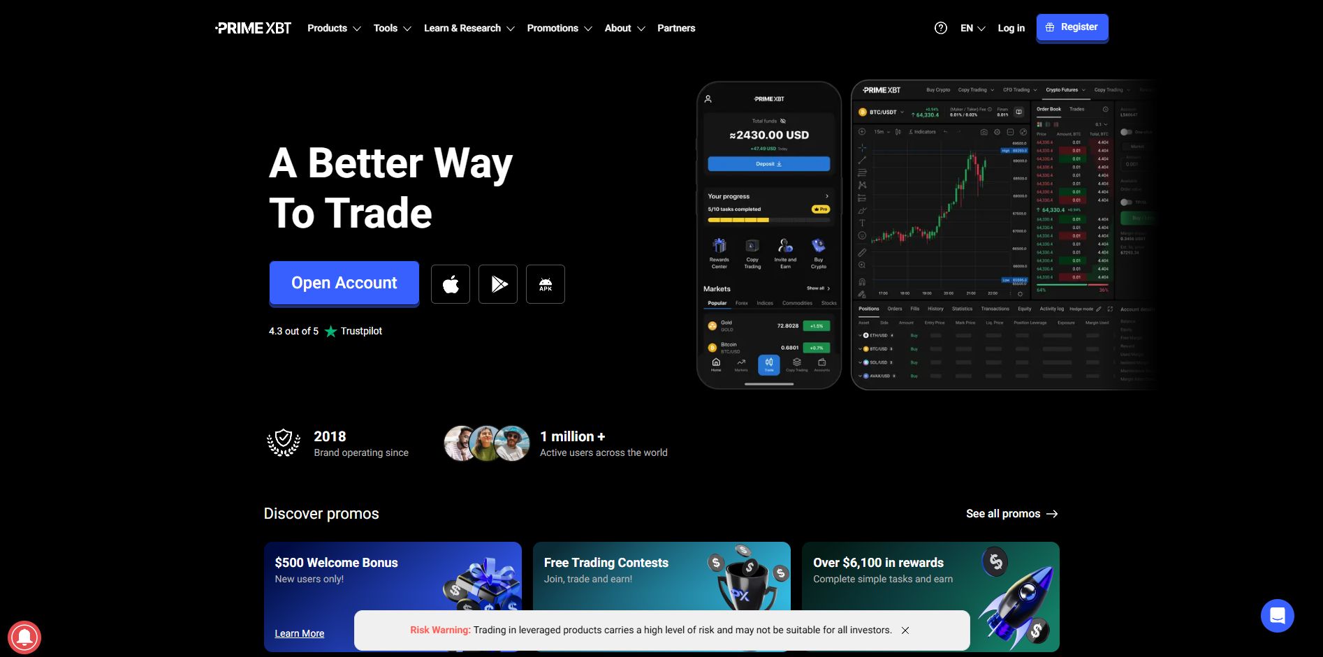PrimeXBT Homepage