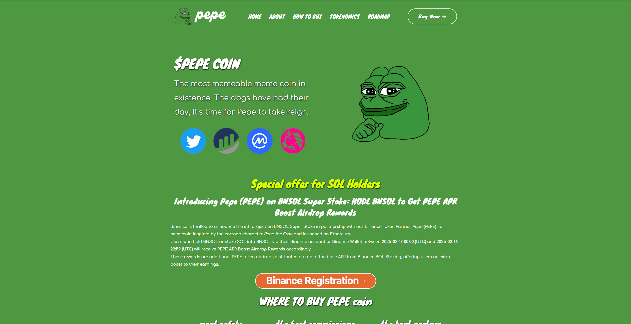 Pepe Coin Homepage