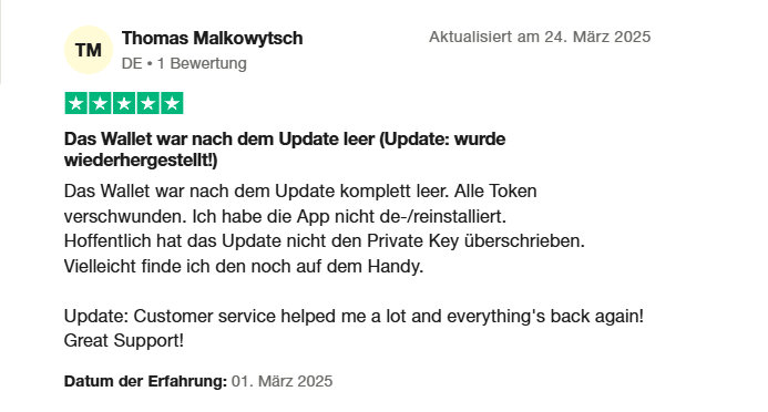 Best Wallet Trust Pilot Erfahrung