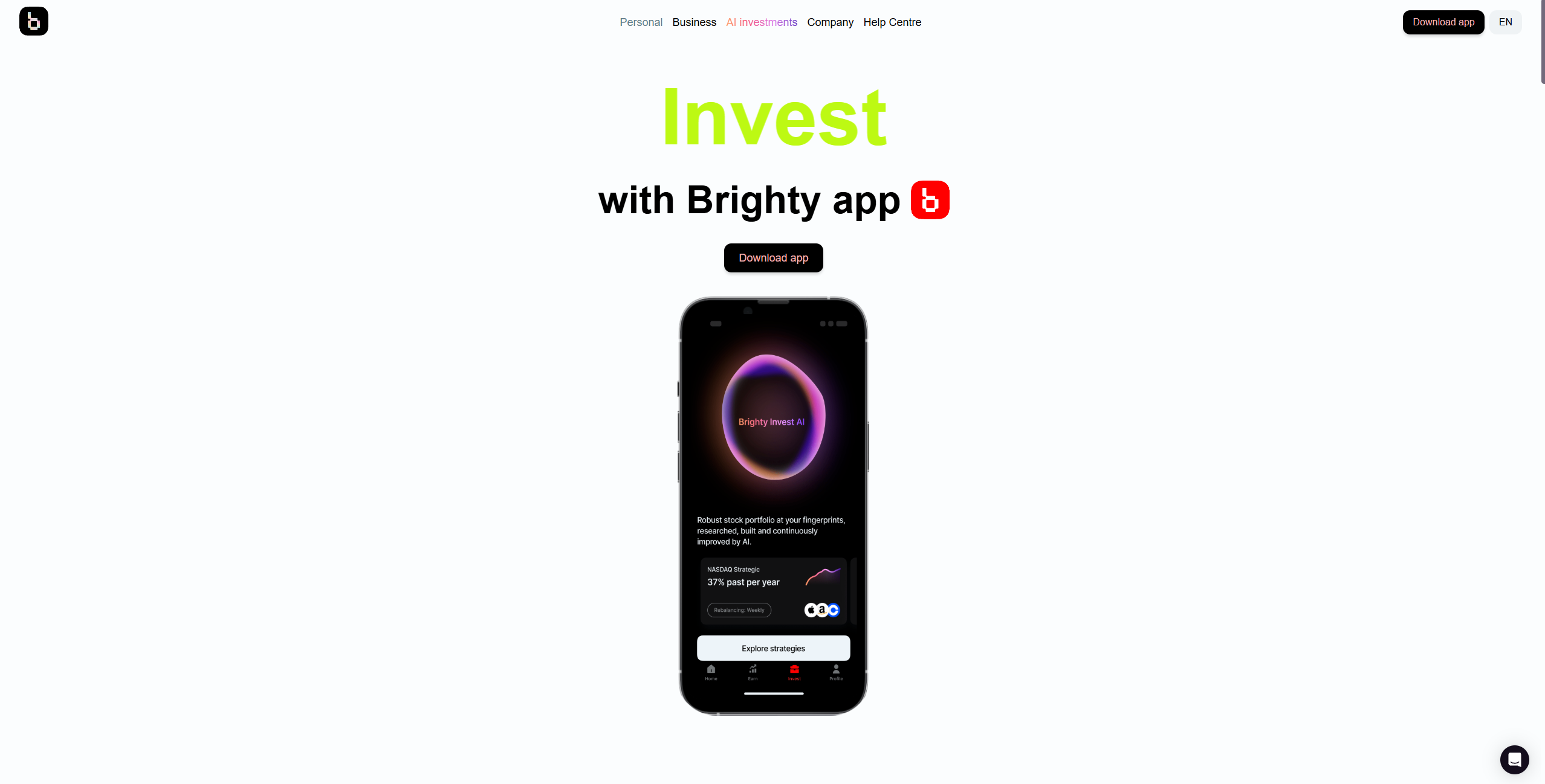 Brighty homepage