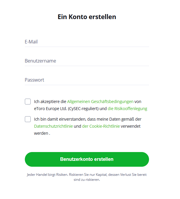 eToro Registrierung