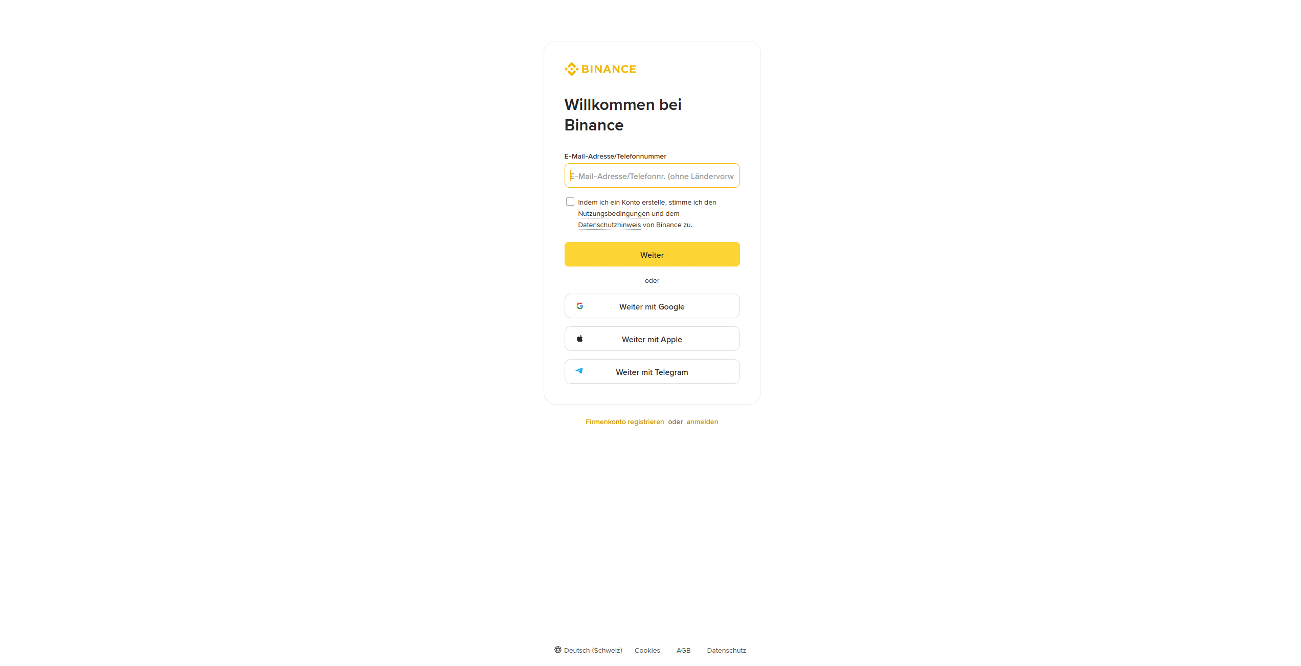 Binance Registriereung