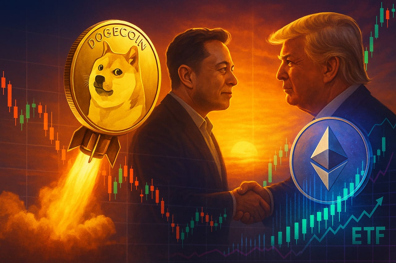 Dogecoin steigt rasant – Musk und Trump bringen Schwung in den Markt