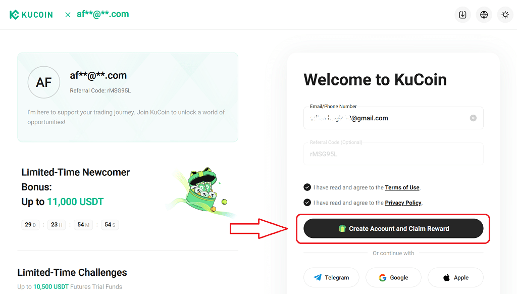 KuCoin Konto erstellen