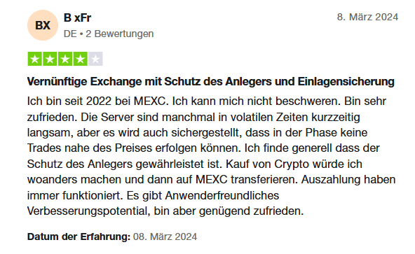 Positive Bewertung Mexc