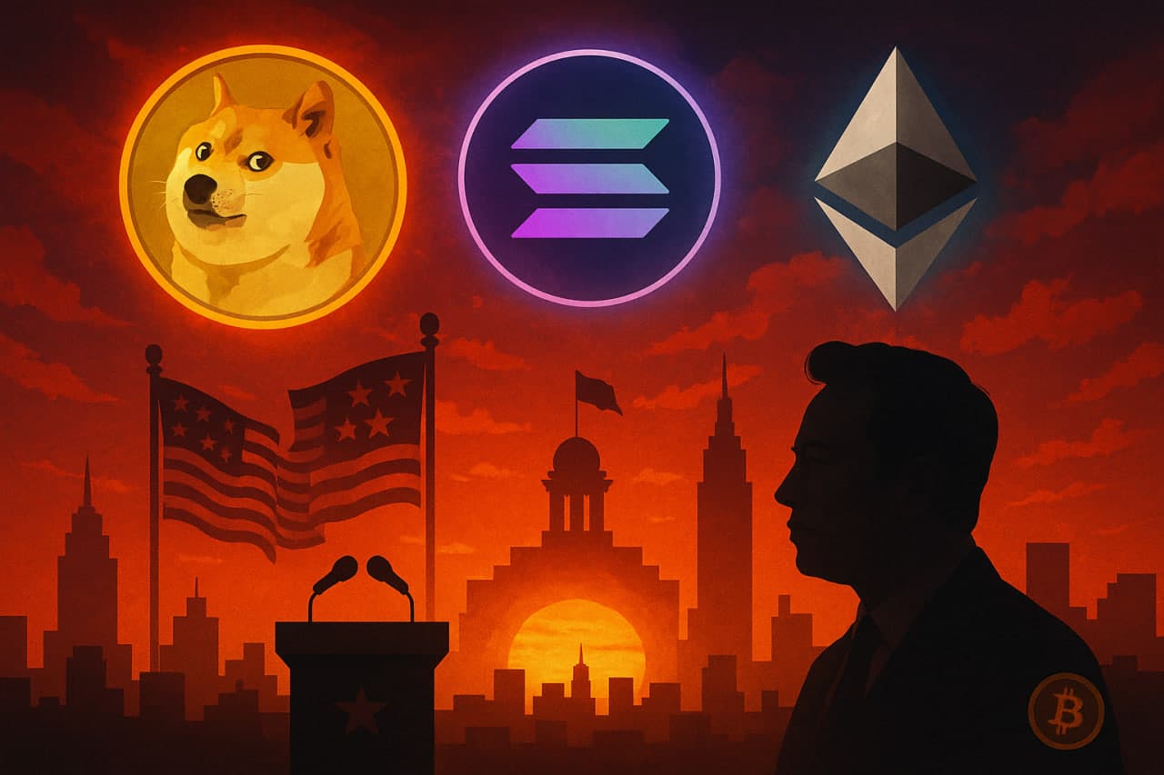 Dogecoin, Solana und Ethereum steigen, während Bitcoin stabil bleibt