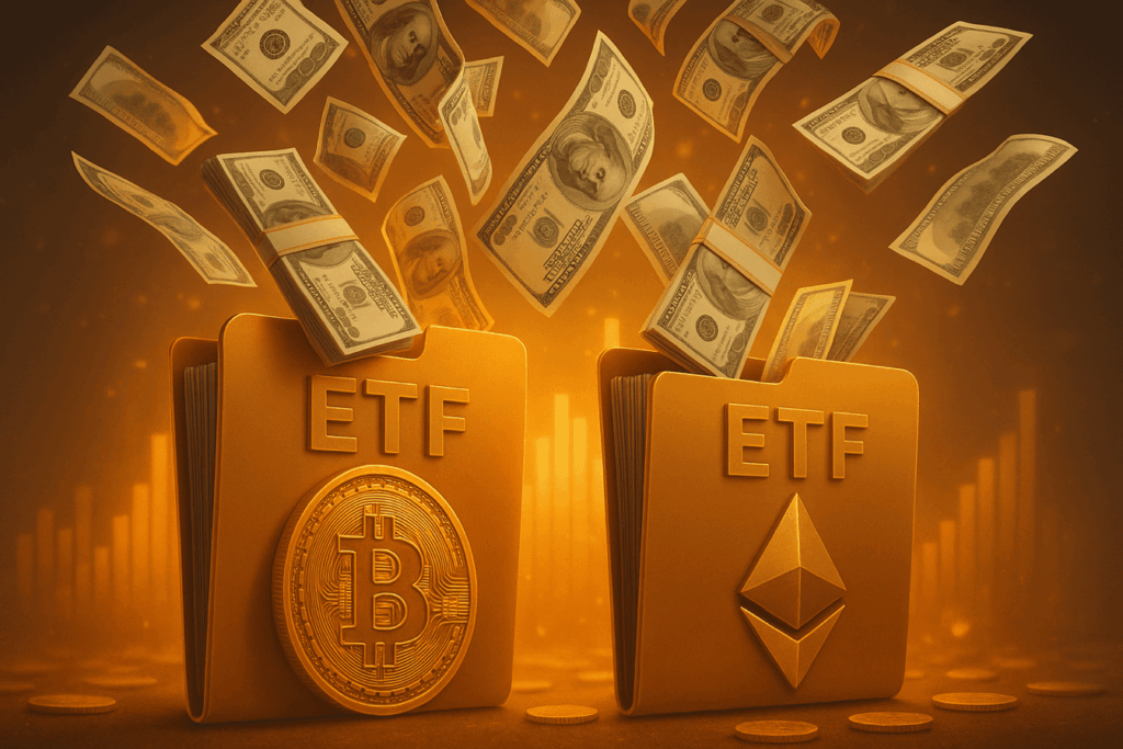 Bitcoin- und Ether-ETFs starten die Woche mit Zuflüssen von 283 Millionen USD