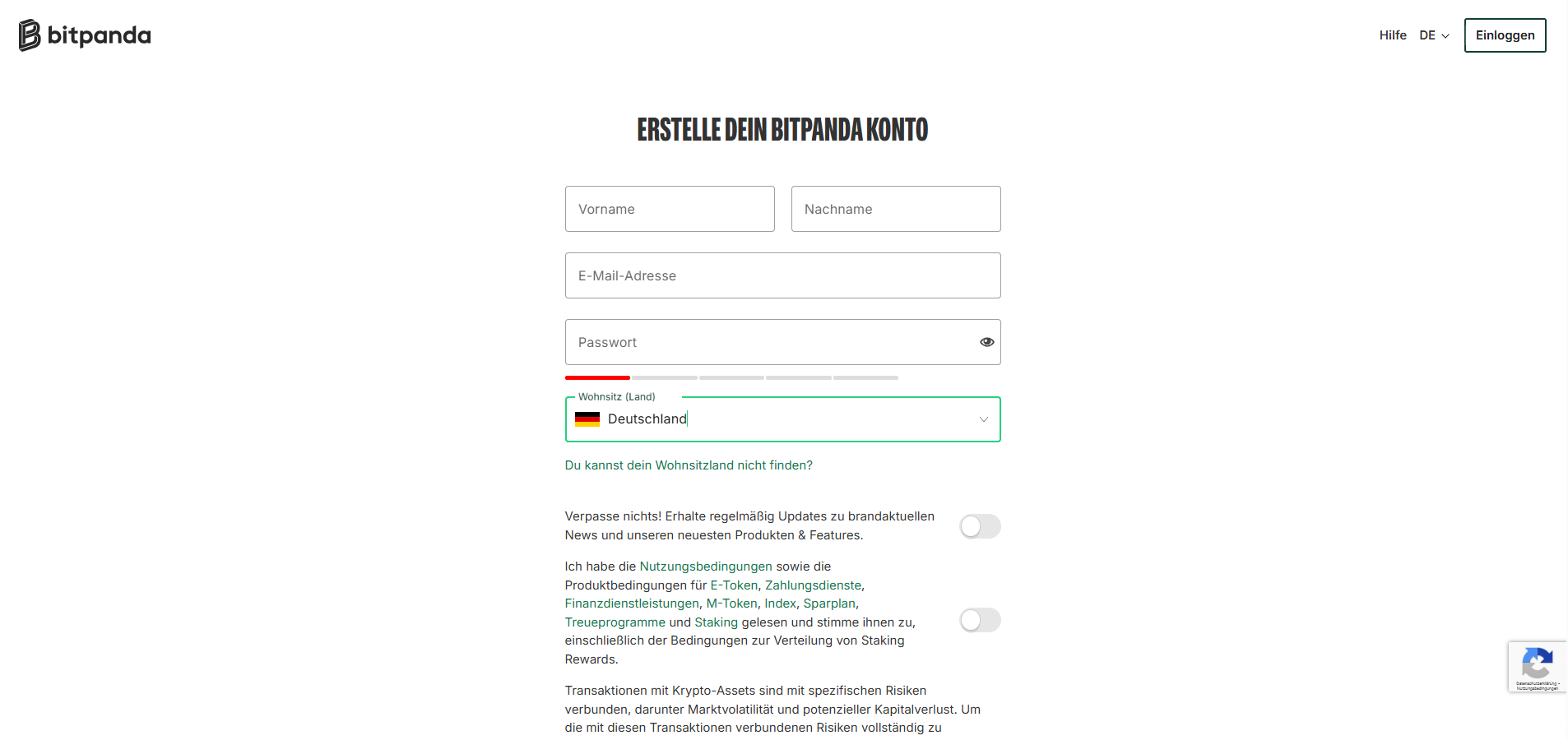 Bitpanda Anmeldung