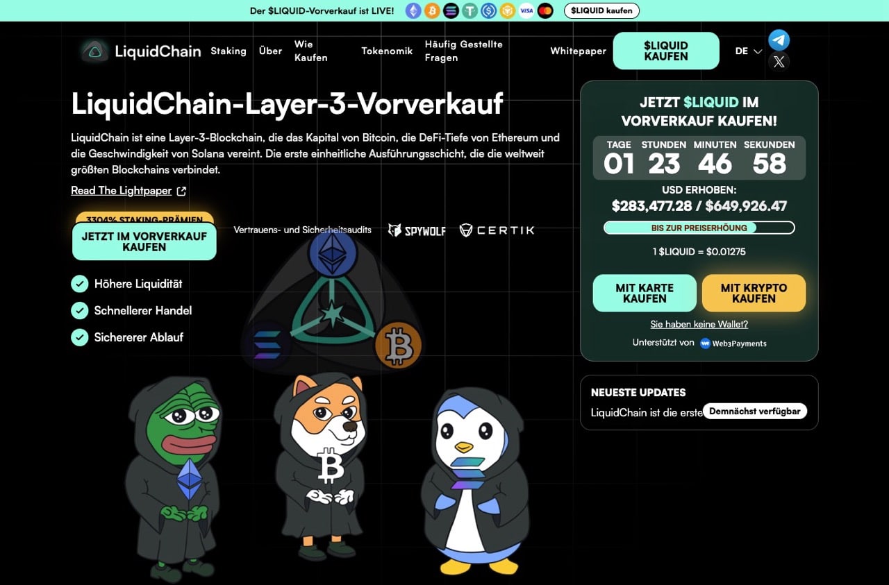 Liquidchain Presale Webseite