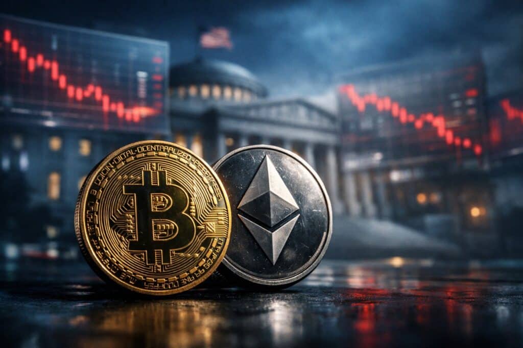 Krypto ETFs melden Massenabflüsse – Trumps Politik schickt Bitcoin und Ethereum in den Risk