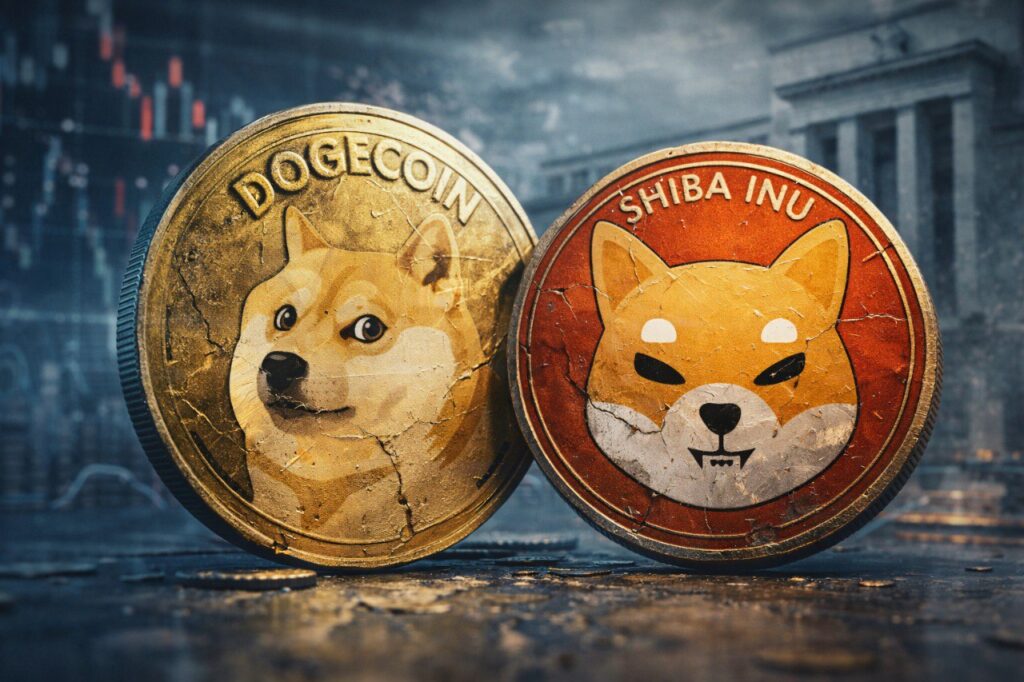 Meme Coins: Dogecoin und Shiba Inu wanken vor Zinsentscheid