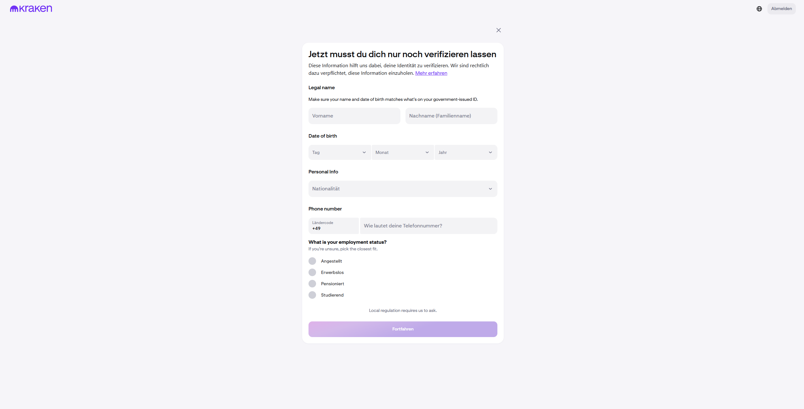 Kraken Verifizierung