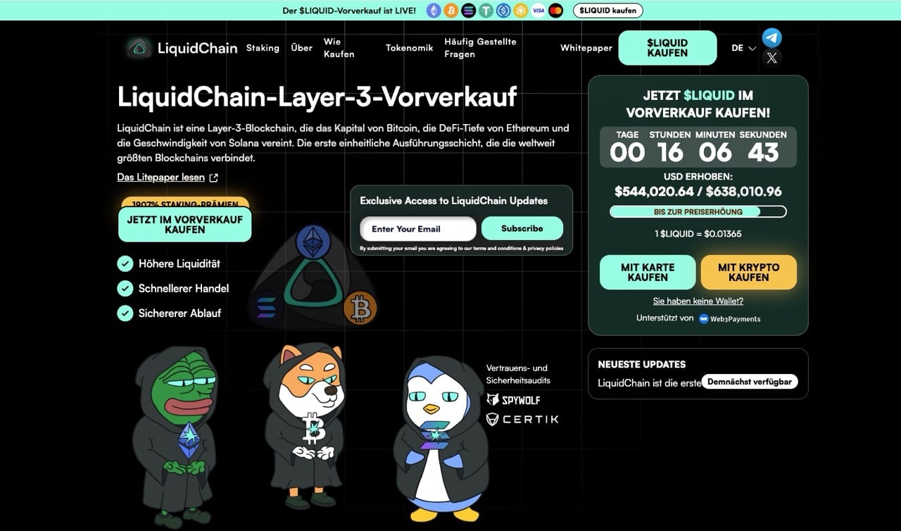 Liquidchain Presale Webseite