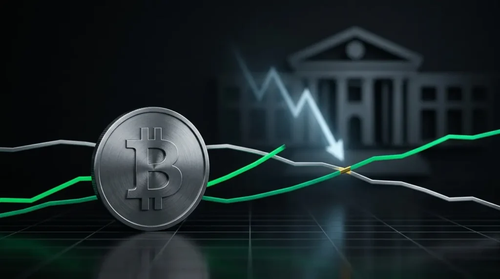 Bitcoin pendelt: Golden Cross flackert unter Fed-Druck
