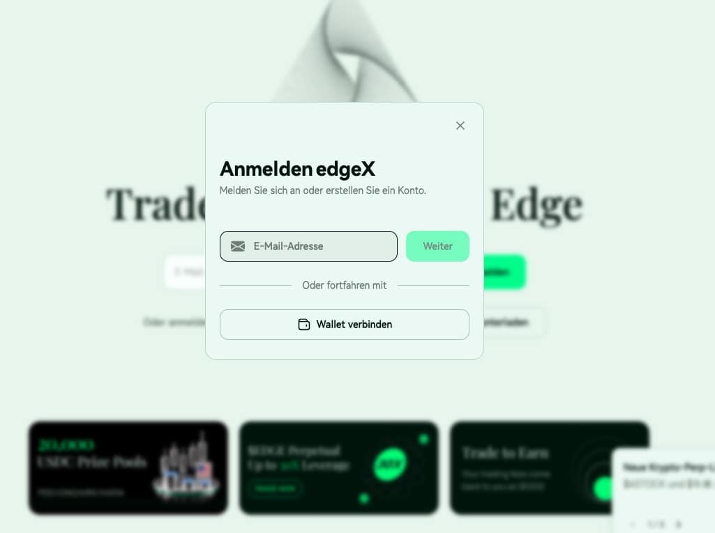 Schritt 1: Wallet mit edgeX verbinden