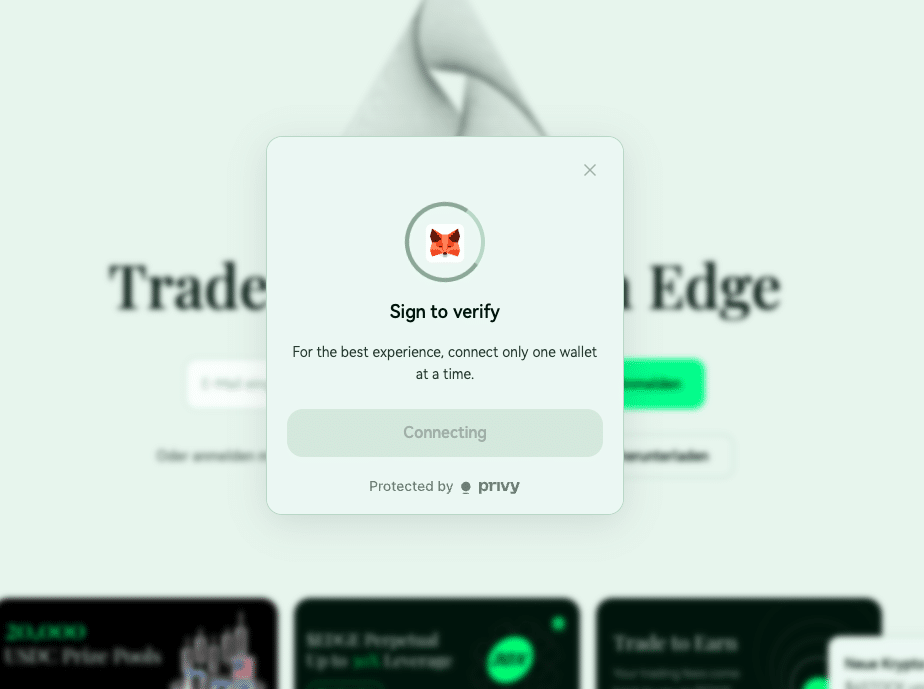 edgex wallet verbindung